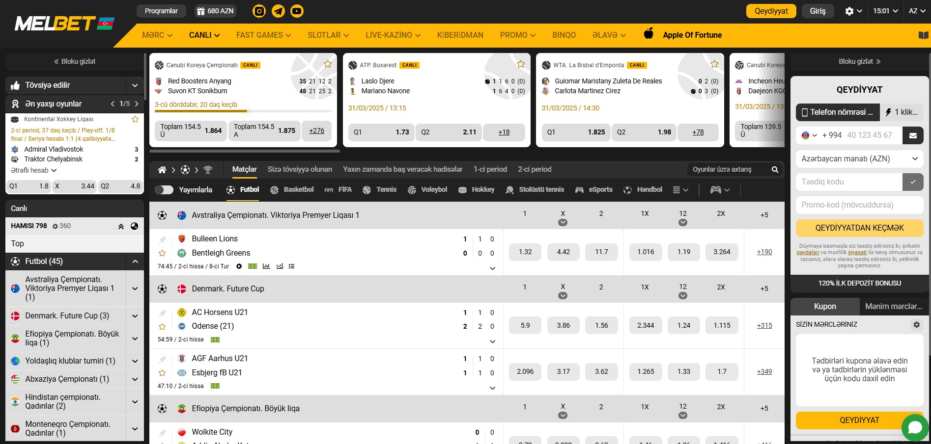 Melbet futbol mərcləri